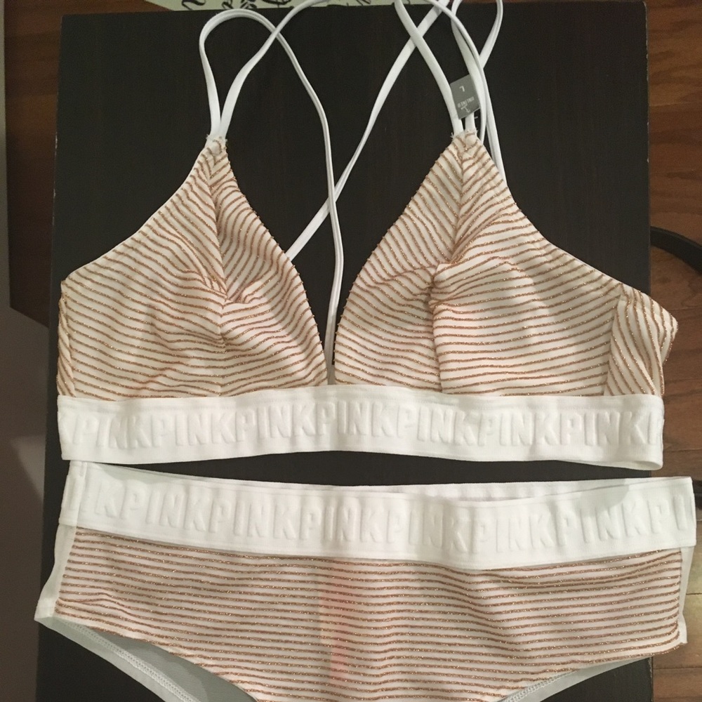 White and Gold Bralette and Underwear Set